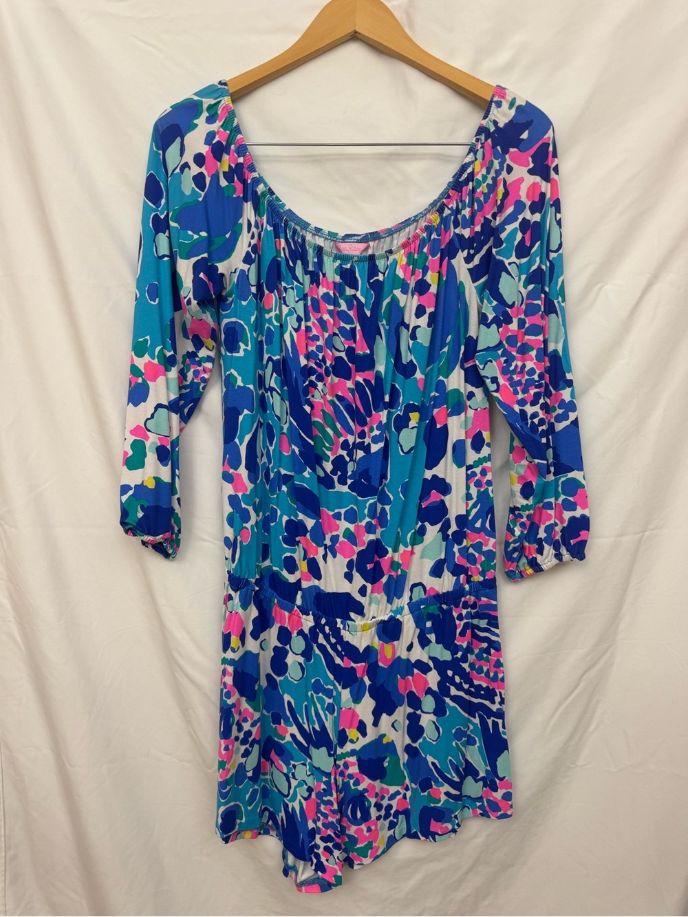 Lilly Pulitzer Blue Pink Multi Printed Romper